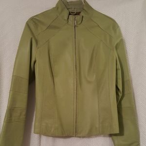 Vintage lime green genuine leather jacket